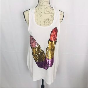 Wildfox tank top Lipstick Sequin design Sz M